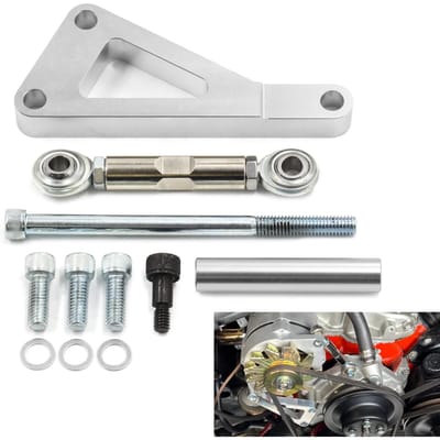 Support d'alternateur SBC en alliage d'aluminium Kit de support d'alternateur Remplacement pour moteur Chevy SBC 350 Small Block argenté