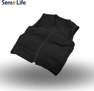 SensoLife Verzwaringsvest voor kinderen – Dagelijks Gebruik | Therapeutisch vest voor kinderen | Diepe druk, ontspanning & concentratie - XS (110 cm) - 1 kg - zwart