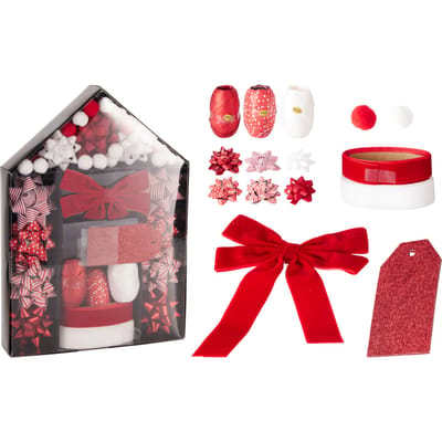 Verpakking deco set rood/wit