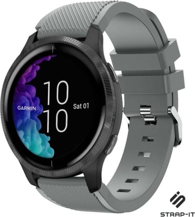 Strap-it Smartwatch siliconen bandje - geschikt voor Garmin Venu / Venu SQ / Vivomove HR / Forerunner 245 / 570 - 42mm / 645 - grijs