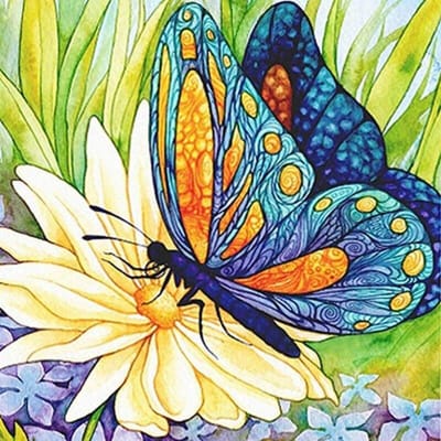 Peinture diamant papillon 5D à faire soi-même, broderie de fleurs, perceuse ronde complète, point de croix 30x30CM orange