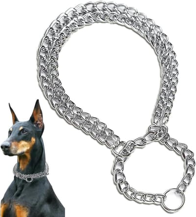 Dubbele Rijen RVS Hondenketting, Ideaal voor Kortharige Rassen, 60 cm Lang en Duurzaam