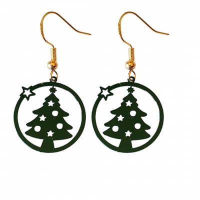 Zilveren oorbellen kerstboom donkergroen - Charme Bijoux