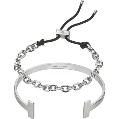 Echte leren/roestvrijstalen armband Marc Lauder