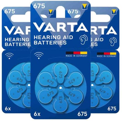Varta Gehoorbatterij Gehoorapparaat 675 Blister - 3 x 6 stuks - Voordeelverpakking