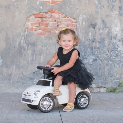 Bandits & Angels Loopauto Fiat 500 Wit vanaf 1 jaar voor Jongens en Meisjes - Witte Loop Auto voor Kinderen - met Claxon - voor Binnen en Buiten