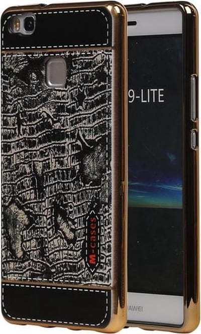M-Cases Zwart Krokodil Design TPU back case cover hoesje voor Huawei P9 Lite