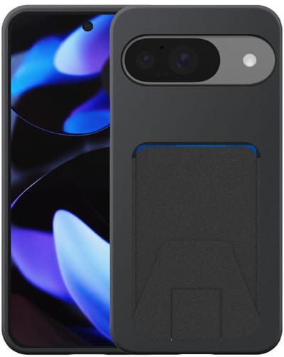 Geschikt voor Google Pixel 9 / 9 Pro Telefoonhoesje met Verstelbare Leren Pasjeshouder - Flexible Back Cover Case Siliconen TPU with Adjustable Leather Cardslot - Zwart - Smartphonica geschikt voor Google Pixel 9;Google Pixel 9 Pro