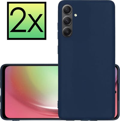 Hoesje - 2 Stuks - Geschikt voor Samsung Galaxy A54 - Sterk & Shockproof - Case Siliconen - Back Cover - Telefoon Hoes - Donkerblauw
