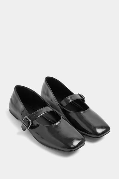 Yours Zwarte Mary Janeballerina’S Met Lakdetail En Gesp In Brede Pasvormesize 37E