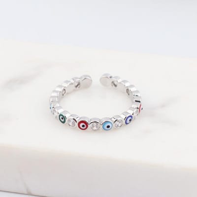 Nieuwe Bohemia Lucky Turkish Blue Evil Eye Rings Druppelende Olie Open Verstelbare Vinger Ringen voor Vrouwen Sieraden Cadeau D white