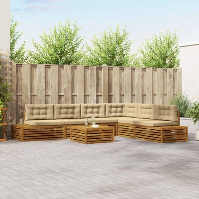 vidaXL - 8 - st - Buiten - bank - set - Massief - Acacia - Hout - en - Polyester