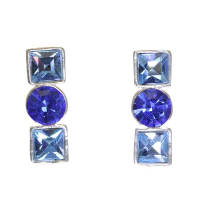 Behave – Oorbellen – 925 Sterling Zilveren Oorsteker - Langwerpig met Blauwe Glas Steen - 1, 6 cm lang en 0,6 cm