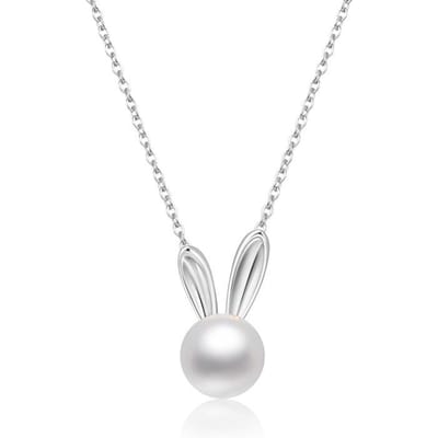 S925 Zilver Platte Ronde Konijn Parel Ketting Dames Nieuw Klassiek Alles -Passend Temperament O -Woord Ketting white