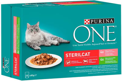 Purina ONE Kattenvoer Nat Adult Sterilcat Kalkoen & Zalm - 8 x 85 gr