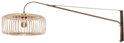 Bronzen wandlamp 4753BR Breeza-Beache van Steinhauer met naturel bamboe kap (50cm diameter, 21cm hoogte) - Draaibaar, kantelbaar en uitschuifbaar