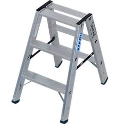 KRAUSE STABILO dubbele trap 2x3, 225 kg, 80 mm D-treden, tweezijdige toegang, aluminium verbindingen, SafetyCap