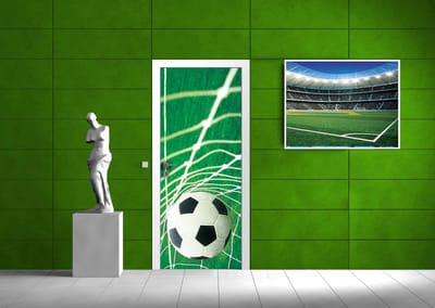 Fotobehang Voetbal | Groen, Wit | 91x211cm