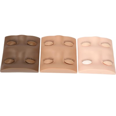 3 stuks Mannequin Hoofd Wimper Make-up Wimperextension Training Gezicht met 2 Paar Verwijderbare Oogleden beige