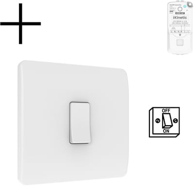 Draadloze Wandschakelaar | 1-voudig | Wifi | Batterij | Schroeven of tape | Aan/Uit | RF-ontvanger | Wit