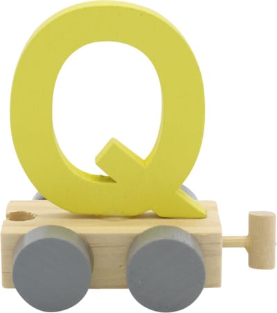 Lettertrein Q geel | * totale trein pas vanaf 3, diverse, wagonnetjes bestellen aub