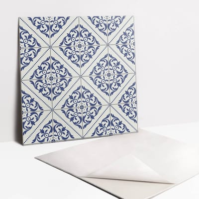 Tulup PVC Tegels - Portugese Blauwe Tegels Vinyl Tegels - 30 cm x 30 cm - Blauw Zelfklevende PVC Tegels - Set van 9 - Klassiek Plaktegels - Vinyl Vloer Tegels - Plaktegels keuken en Badkamer