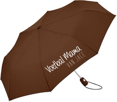 Paraplu voetbal Mama met naam kind-Coconut Brown