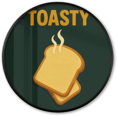 Poster in lijst Rond - Fotolijst 60x60 cm - Posters - Brood - Tosti - Groen - Minimalistisch - Ronde posterlijst zwart - Decoratie - Wanddecoratie woonkamer - Muurdecoratie slaapkamer