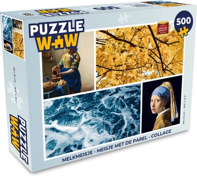 Puzzel Melkmeisje - Meisje met de parel - Collage - Legpuzzel - Puzzel 500 stukjes