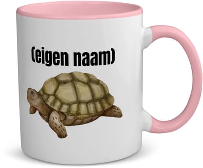 Akyol - schildpad met eigen naam koffiemok - theemok - roze - Schildpad - schildpad liefhebbers - iemand die houdt van schildpadden - verjaardag - cadeau - kado - 350 ML inhoud