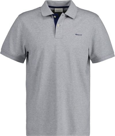Gant - Heren Polo SS Regular Fit Contrast Pique Rugger Polo - Grijs - Maat XXL