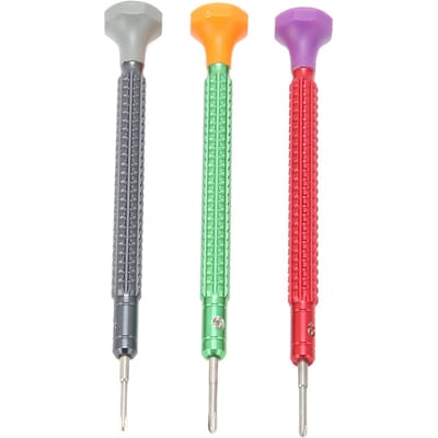 Ensemble de 3 tournevis de réparation de montre en alliage portable tournevis cruciforme d'horloger pour équipement électronique gray