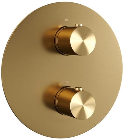 Brauer Gold Edition - 3 Weg - Inbouwthermostaat - Rond - In/afbouwdelen - Goud Geborsteld PVD