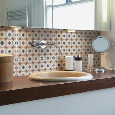 Zelfklevende tegelmuurstickers voor keuken en badkamer - 9 cementtegelstickers, Azulejos Tomas-stijl - 9 stickers, 10x10 cm