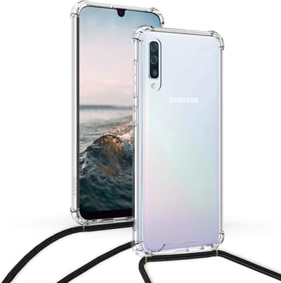 Hoesje Geschikt Voor Samsung Galaxy A50 hoesje met koord transparant Siliconen Zwart – A50 backcover – Hoesje Geschikt Voor Samsung Galaxy A50 case – oTronica koord hoesje Hoesje Geschikt Voor Samsung Galaxy