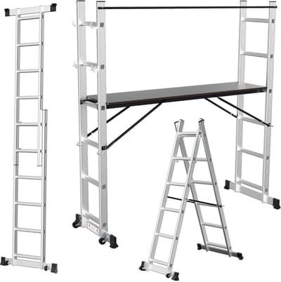 Kamersteiger 2.76 meter werkhoogte,Aluminium vouwsteiger ,Voor alle klussen in -en rondom de woning ,Professioneel materiaal,zilver