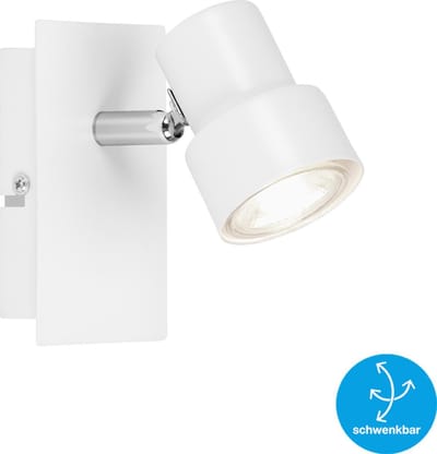 Briloner Leuchten ROCK - wandlamp - spot draaibaar - inclusief 1xLED GU10 5W - 460lm - 3.000K warm wit - wit