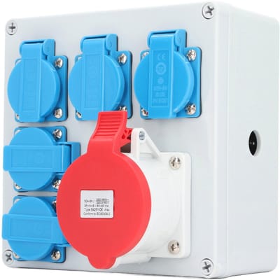 Industriële Contactdoos IP44 Waterdichte Stopcontactdoos met 5 stuks AC250V 16A EU-Stopcontacten 1 AC220?380V