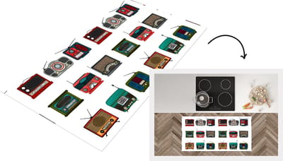 Keukenloper - Loper keuken - Retro - Radio - Design - 120x60 cm - Keukenloper vinyl