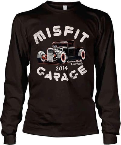 Misfit Garage Longsleeve shirt -S- Power Pick Zwart