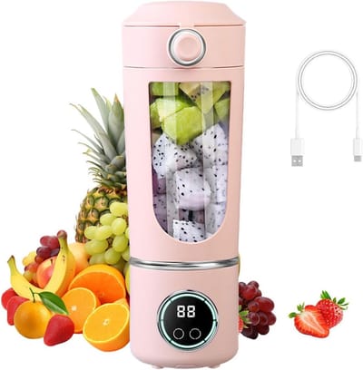 Draagbare Blender - Mini Mixer - Gezonde Drankjes Maken - 12 Roestvrij Staal Messen - 700 ml - Roze