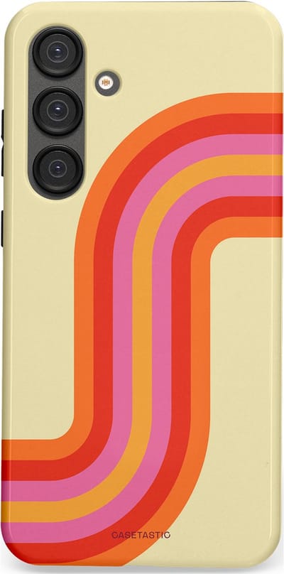 Casetastic hoesje geschikt voor Samsung Galaxy S25 Plus - Dubbellaagse bescherming - Retro bocht - Fashion Case - Zand Rood Oranje Roze