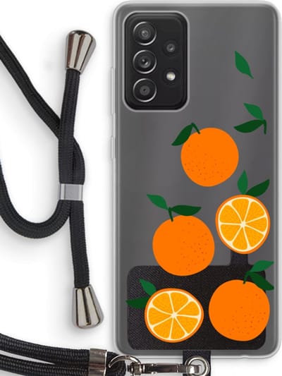 Case Company® - Hoesje met koord geschikt voor Samsung Galaxy A52 hoesje met Koord - Will you be my clementine - Telefoonhoesje met Zwart Koord - Bescherming aan alle Kanten en Over de Schermrand