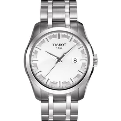 Tissot Kutu Serie Kwarts Uurwerk 100 Meter Waterbestendig Horloge 39 Mm Wit Wijzerplaat Roestvrijstalen Kast Roestvrijstalen Armband T035.410.11.031.00 Silver gray