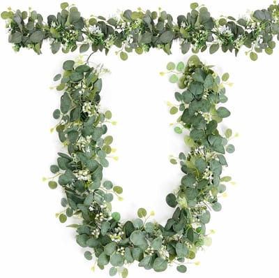 Eucalyptus slinger set van 2 stuks - Kunstplant decoratie voor binnen en buiten, ideaal voor feesten en evenementen