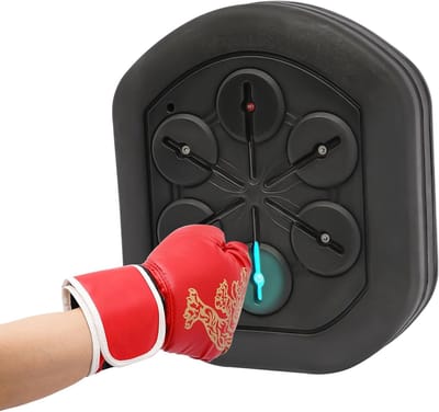 Elektronische Muziek Boksmachine - Wandmontage Bokstrainer - Thuis Sporten - LED Richtingaanwijzers - 44.5x40cm - Zwart en Rood