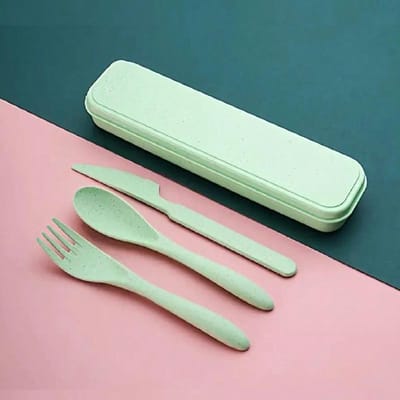 Draagbare Bestekset, Verdikt Plastic Bestek, Vorken en Lepels, Herbruikbaar, Geschikt voor Reizen, Restaurants, Studenten, Cadeausets Kerst groen