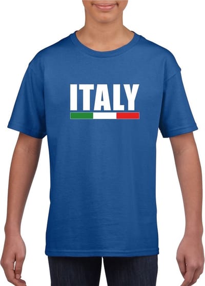 Blauw Italie supporter t-shirt voor heren - Italiaanse vlag shirts 110/116