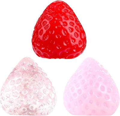 3 stuks aardbei knijpspeelgoed - knijpspeelgoed - Fufu squishy - stressverlagend fidget speelgoed voor kinderen en volwassenen