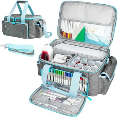 Dailygoods- Draagtas Grote Opbergtas - Draagtas voor Reizen - Verwijderbare Verdelers - Compatibel met Cricut Joy - 38,1x25,4x20,8 cm - Multifunctionele Zakken - Reistas